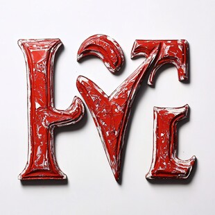 红色立体字母艺术造型