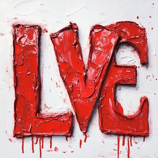 立体红色LOVE艺术字效果