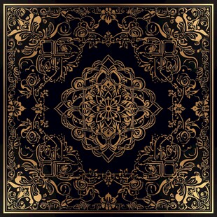 黑金奢华曼陀罗花纹图案