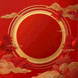 中式红金风边框背景图