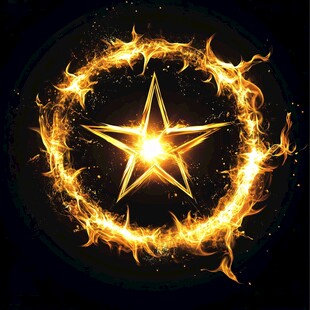 火焰环绕的闪耀五角星