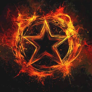 火焰环绕的五角星图案
