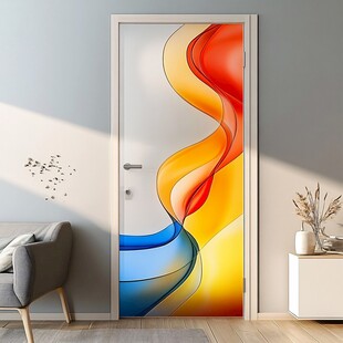 彩色流体艺术门贴装饰画