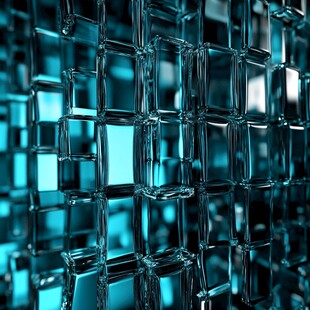 蓝色玻璃方块科技感背景