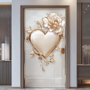 浪漫心形花卉装饰入户门