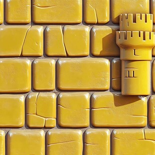 黄色砖墙与塔楼建筑元素