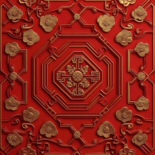 中式红金传统花纹图案