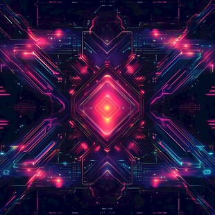 未来感霓虹科技几何图案