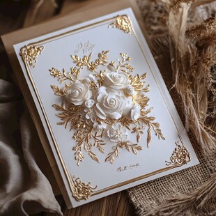 立体花卉装饰的精美贺卡