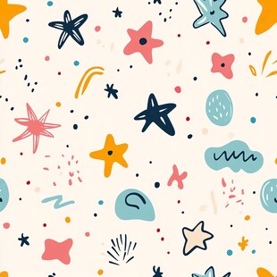 海洋风多彩卡通图案背景