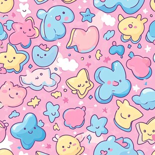 可爱卡通元素无缝图案
