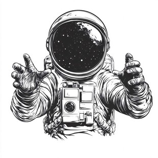 太空宇航员手势插画