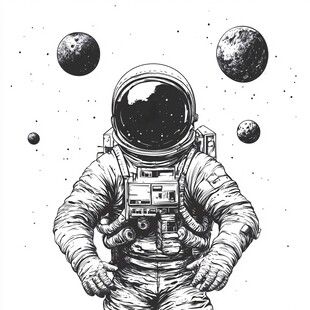 太空漫步的宇航员插画