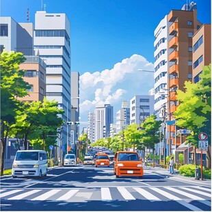 都市街道的清新日常景象