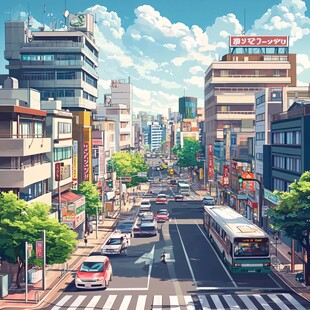 繁华都市街道的活力景象