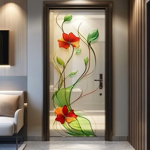 花卉艺术玻璃门 精致家居风