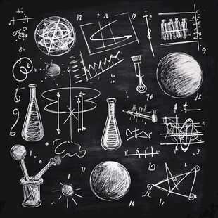 黑板上的科学手绘元素