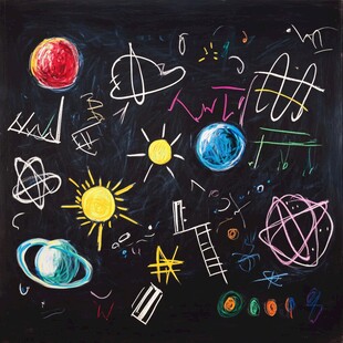 儿童绘制的多彩宇宙涂鸦