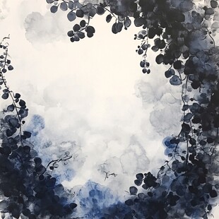 水墨藤蔓环绕艺术背景图