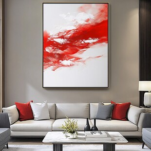 红色抽象艺术客厅装饰画
