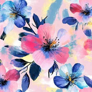 手绘多彩花卉图案背景