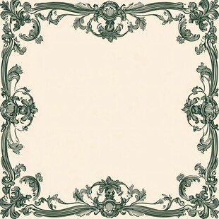 复古绿色花纹边框图案