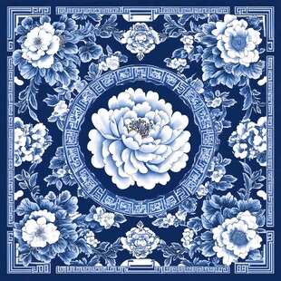 青花瓷风花卉图案设计