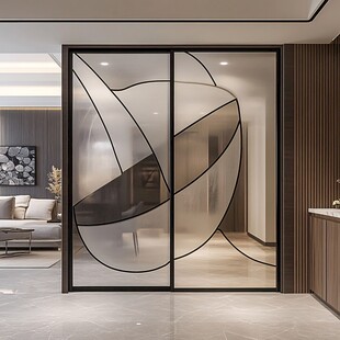 现代简约风格艺术玻璃推拉门
