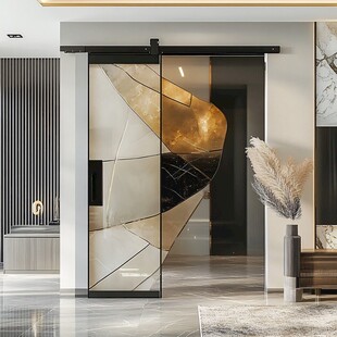 现代轻奢风艺术玻璃推拉门
