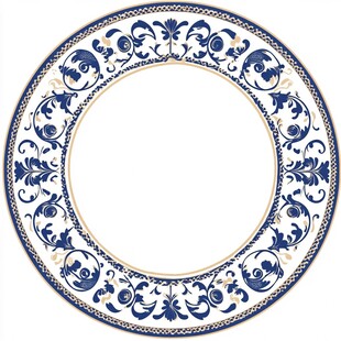 中式青花瓷盘花纹图案