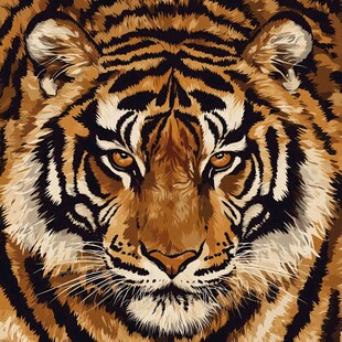 威严老虎头像艺术画作