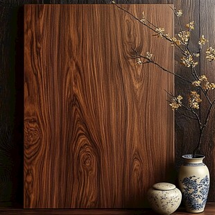 木纹板材搭配中式雅致摆件