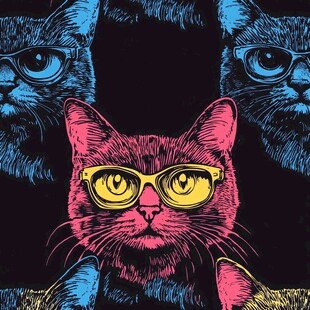 时尚酷猫眼镜潮流插画