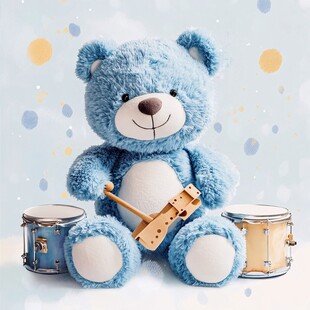 蓝色小熊欢快打鼓