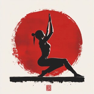 东方韵味瑜伽女性剪影