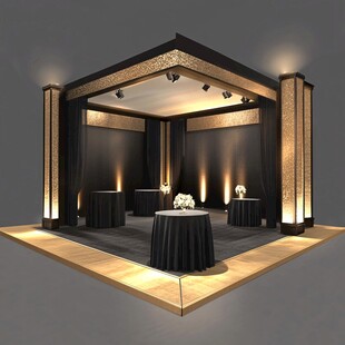 黑金风格精致展览展位设计