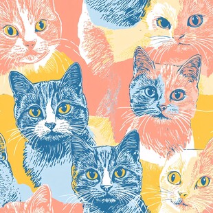 多彩猫咪图案背景图