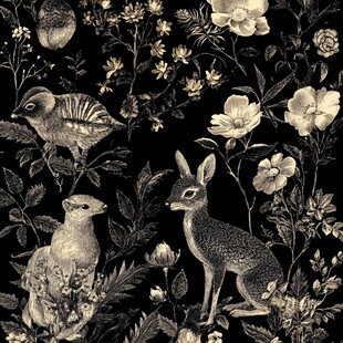 复古风动植物图案插画