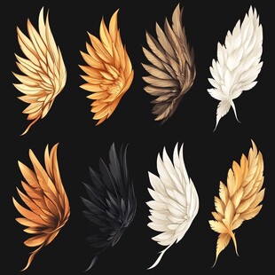 多样色彩天使翅膀素材