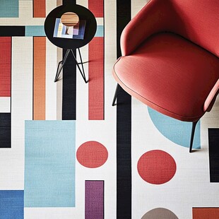 多彩几何图案的时尚家居角落