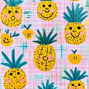 可爱菠萝水果图案背景