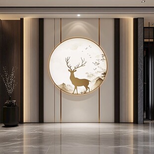 中式玄关鹿形装饰艺术美