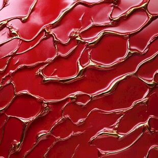 红底金色纹理抽象艺术图案