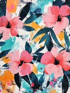 多彩花卉抽象艺术图案