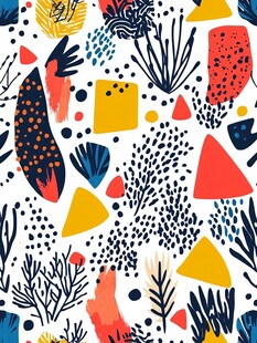 几何植物抽象图案背景图