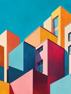 多彩几何建筑立面艺术