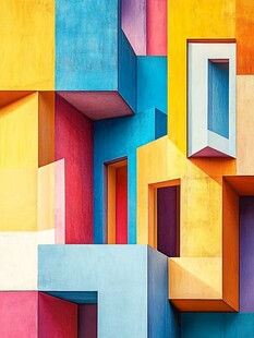 多彩立体几何建筑图案