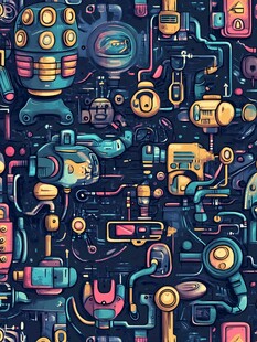 科幻机械风插画图案设计