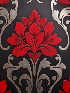 红银花卉图案精美壁纸
