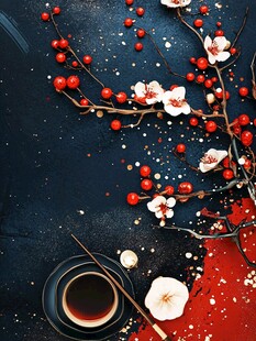 红梅相伴 茶香四溢